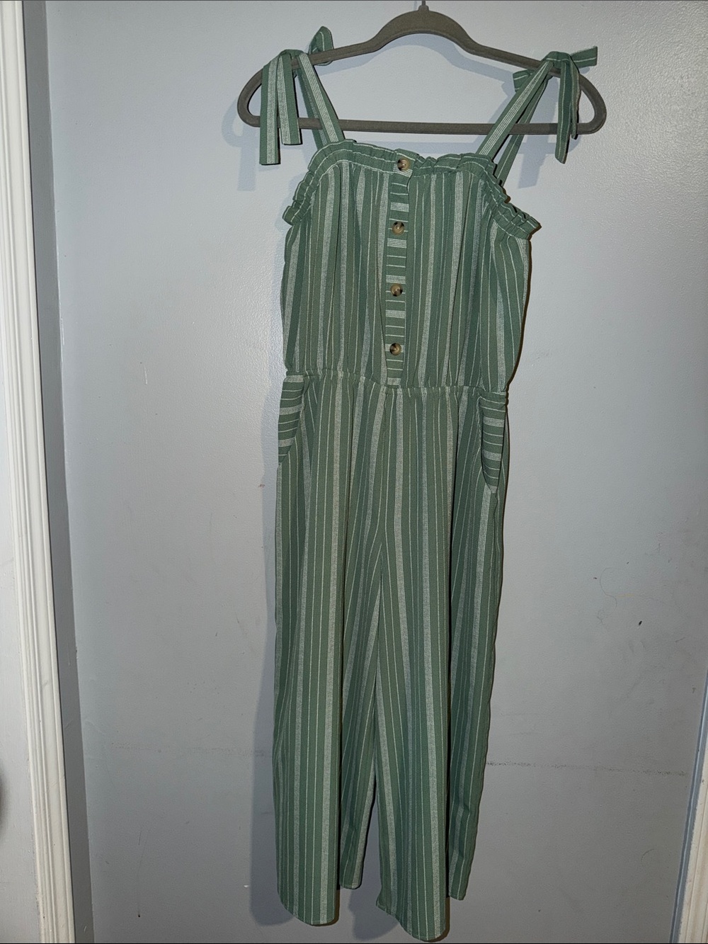 Mint & White Striped Romper